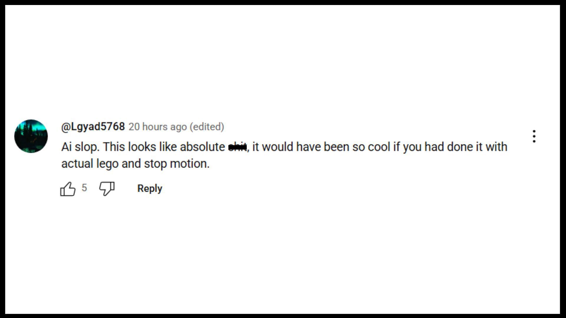 Fans react to GTA 6 trailer 2 LEGO AI remake 1/4 (Image via YouTube)